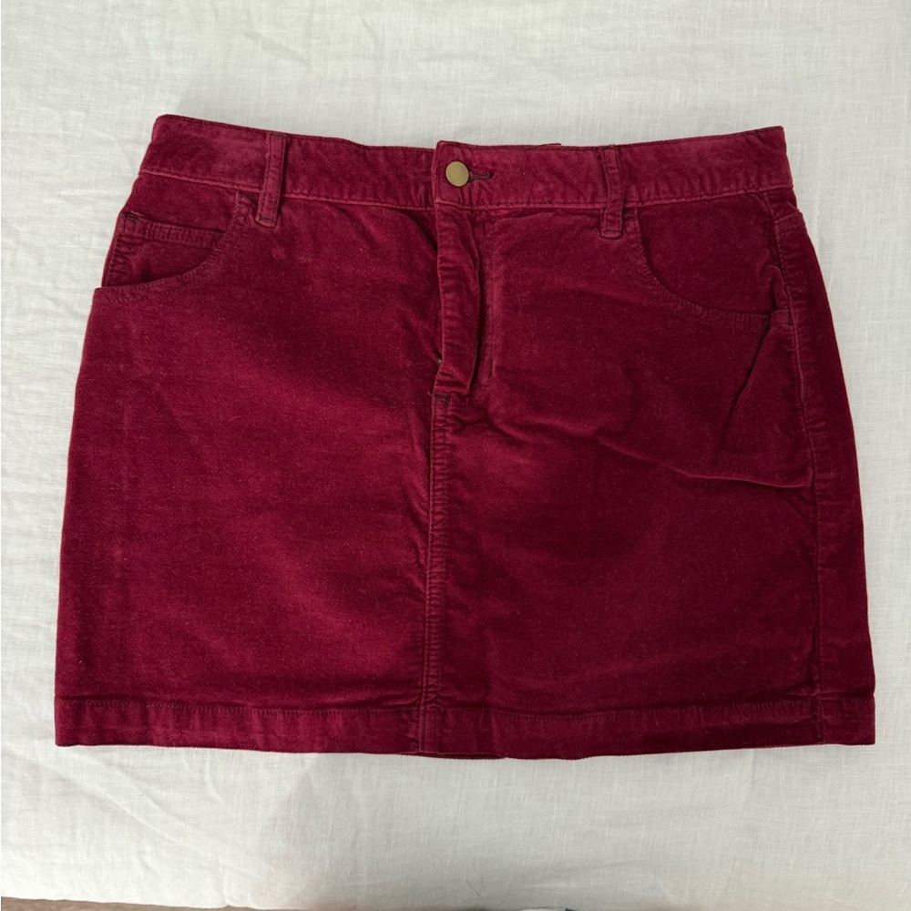 BDG Velvet Burgundy Mini Skirt